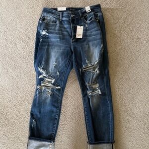 Judy Blue Mid Rise Distressed Denim